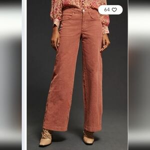 Pilcro Anthropologie Elegant Pink Suede Type Women's Wide Legged Pants_30